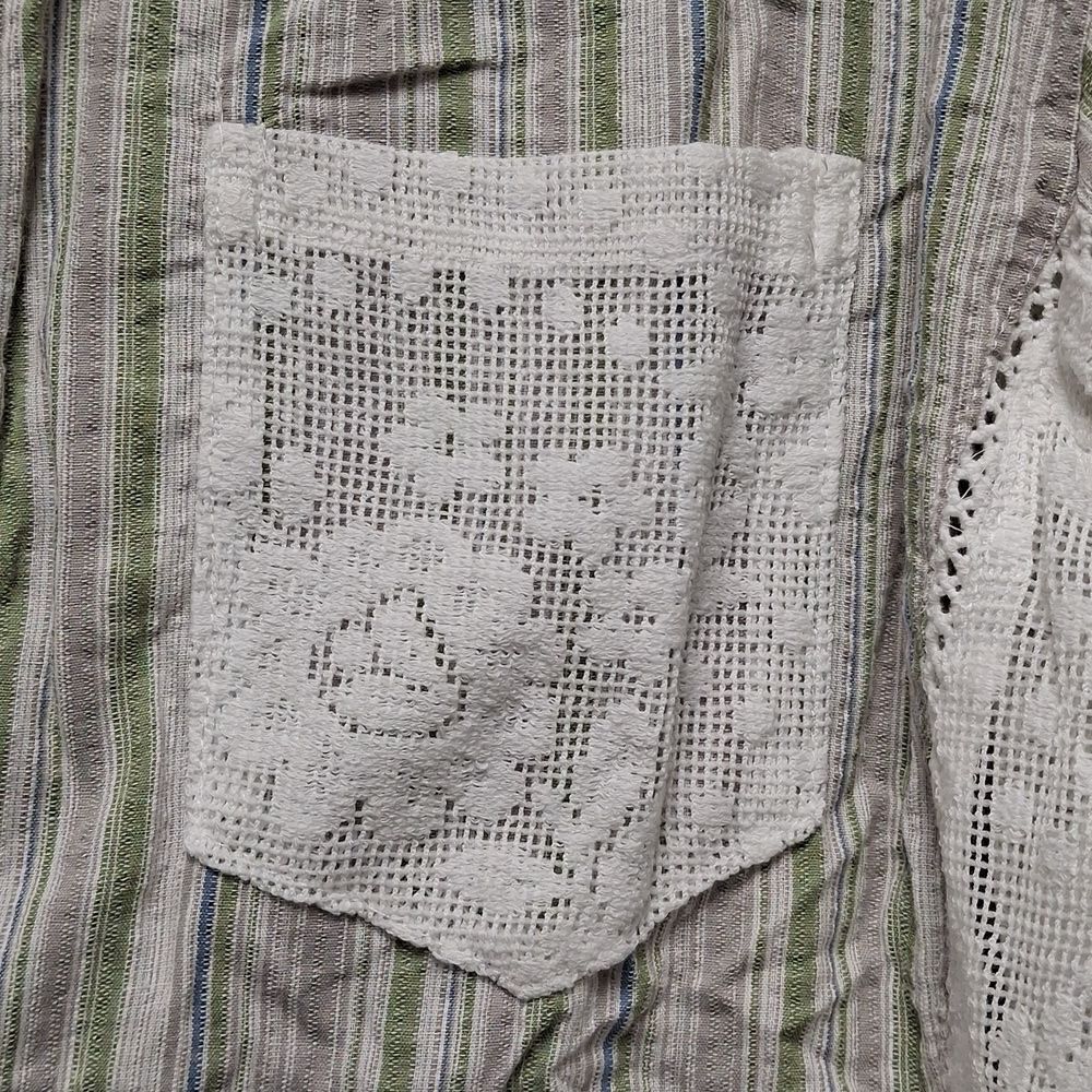 POL Oversized Button UP Boho GYPSY Shirt WITH Lace - Picture 3 of 8